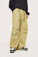 Stretch-Twill Drawstring Parachute Pants with Knee Darts in Khaki - front product view