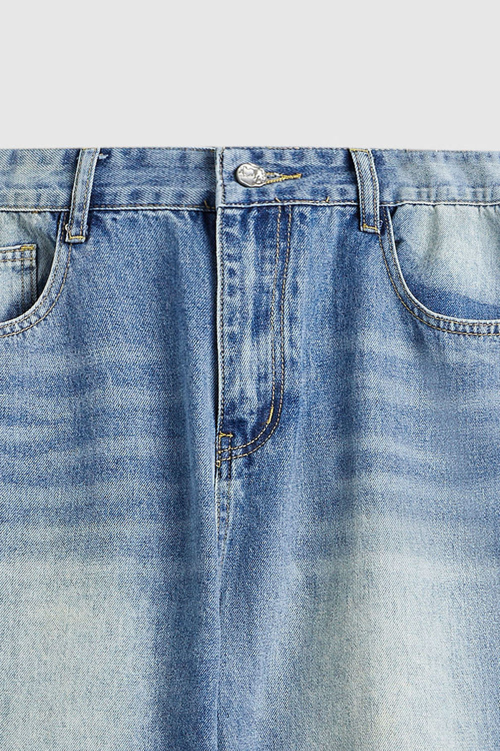 Street Classic Washed Denim Jeans Simple Straight Leg Long Pants