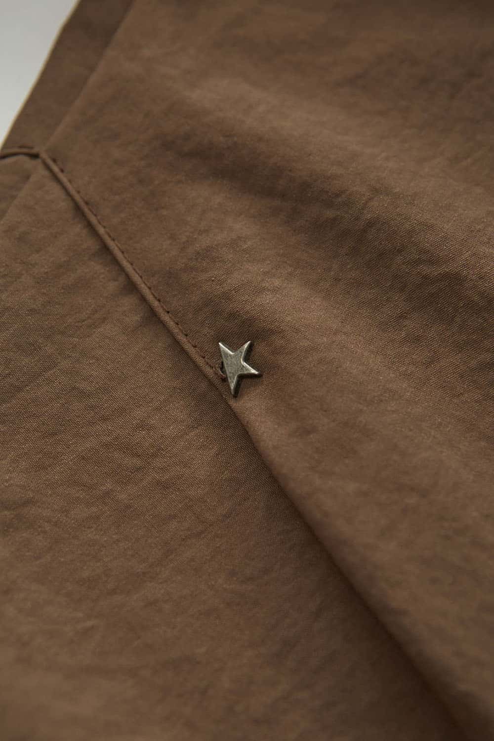 Striped Drawstring Loose Parachute Pants in Brown - decorative detail