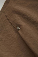Striped Drawstring Loose Parachute Pants in Brown - decorative detail