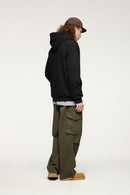 Heritage Frog-Button Brushed Hoodie - Black