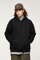 Heritage Frog-Button Brushed Hoodie - Black