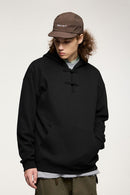 Heritage Frog-Button Brushed Hoodie - Black