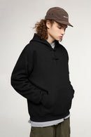 Heritage Frog-Button Brushed Hoodie - Black
