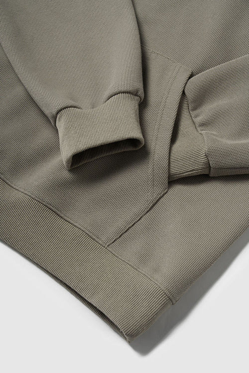 Heritage Frog-Button Brushed Hoodie - Grayish Green