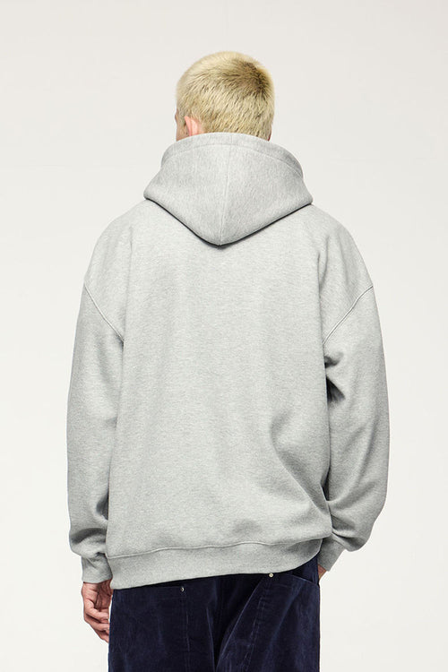 Heritage Frog-Button Brushed Hoodie - Flower Gray