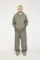 Heritage Frog-Button Brushed Hoodie - Grayish Green
