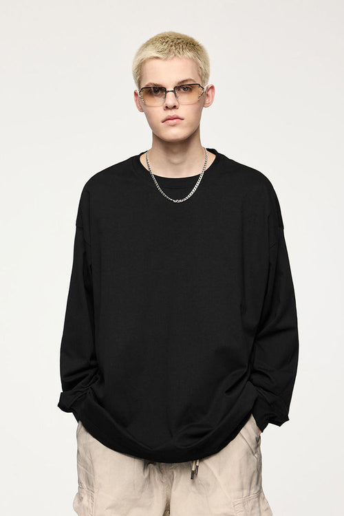 Oversized Heavyweight Cotton Long-Sleeve - Black