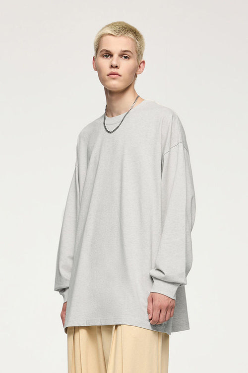 Oversized Heavyweight Cotton Long-Sleeve - Oat Gray