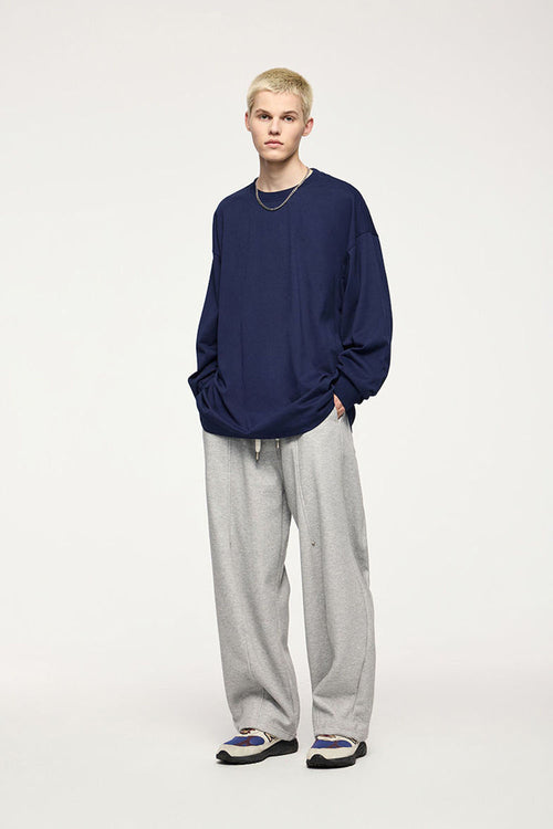 Oversized Heavyweight Cotton Long-Sleeve - Navy Blue