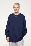 Oversized Heavyweight Cotton Long-Sleeve - Navy Blue