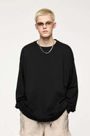 Oversized Longline Heavyweight Cotton T-Shirt in Black - front modeled view