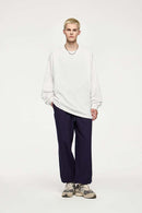 Oversized Longline Heavyweight Cotton T-Shirt in Teeth White - full-length front modeled view