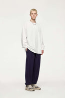Oversized Longline Heavyweight Cotton T-Shirt in Teeth White - full-length front modeled view