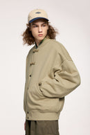 Heavyweight Knot-Button Fleece Jacket - Light Khaki