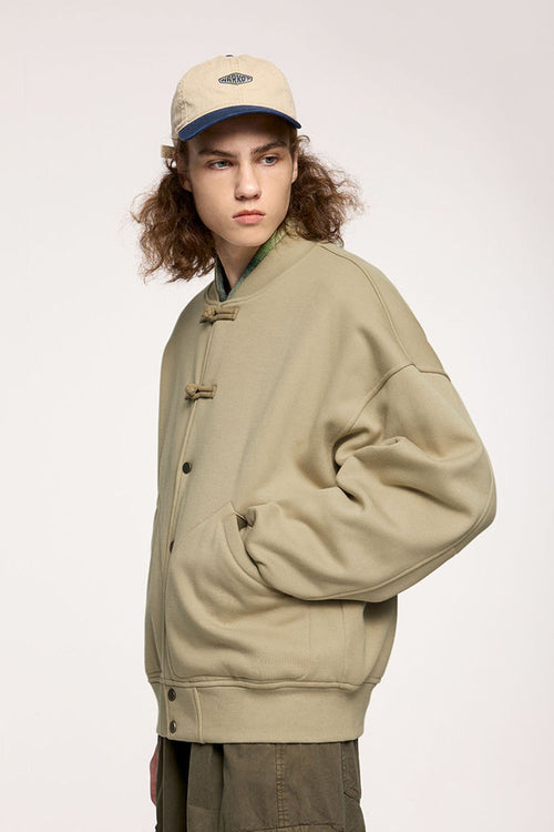 Heavyweight Knot-Button Fleece Jacket - Light Khaki