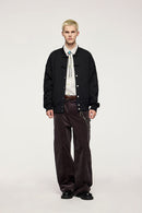 Heavyweight Knot-Button Fleece Jacket - Black