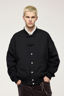 Heavyweight Knot-Button Fleece Jacket - Black