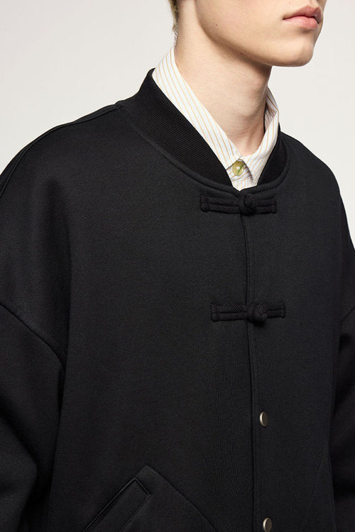 Heavyweight Knot-Button Fleece Jacket - Black