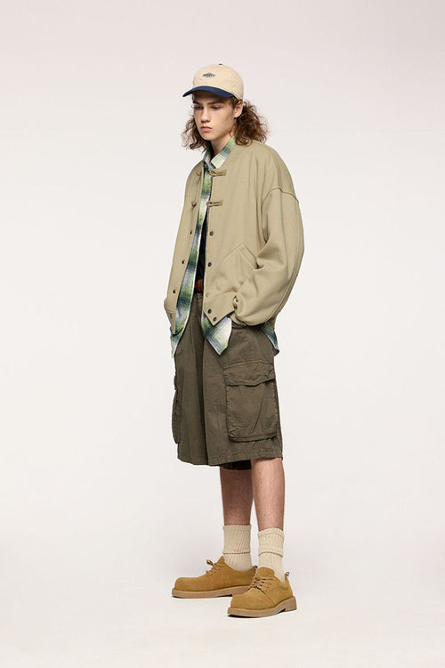 Heavyweight Knot-Button Fleece Jacket - Light Khaki