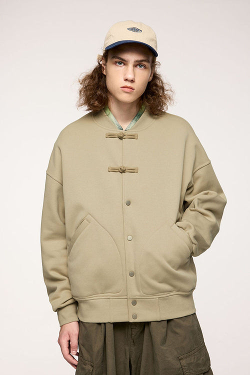 Heavyweight Knot-Button Fleece Jacket - Light Khaki
