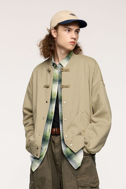 Heavyweight Knot-Button Fleece Jacket - Light Khaki