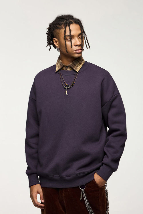 Heavyweight Rainbow Fleece Crewneck - Dark Night Purple