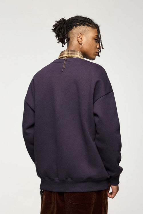 Heavyweight Rainbow Fleece Crewneck - Dark Night Purple