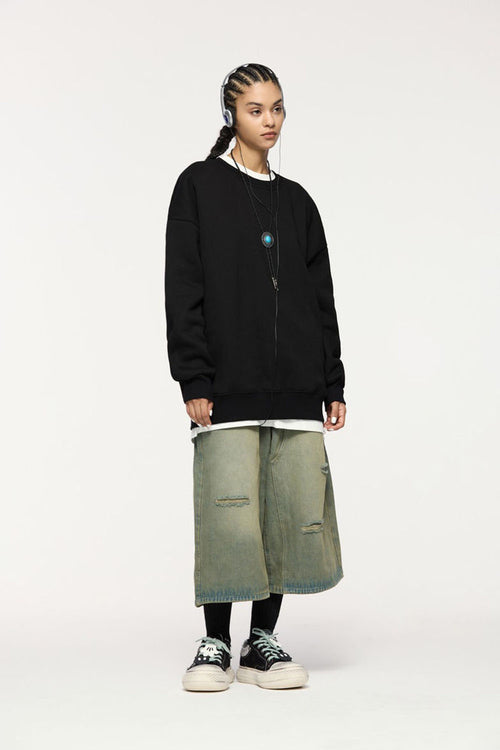 Heavyweight Rainbow Fleece Crewneck - Black