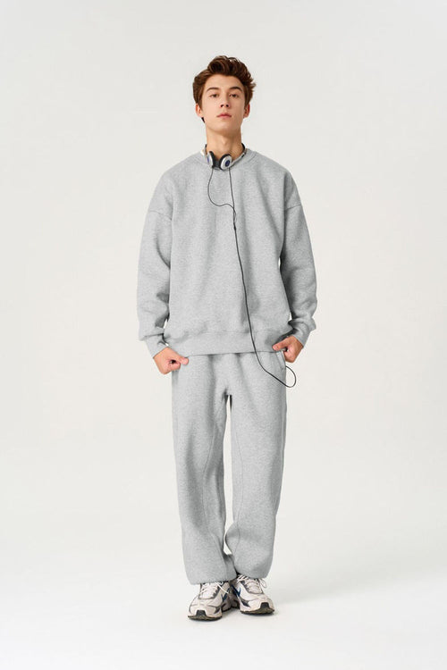 Heavyweight Rainbow Fleece Crewneck - Flower Gray