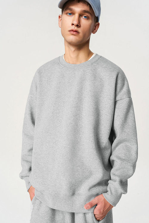 Heavyweight Rainbow Fleece Crewneck - Flower Gray