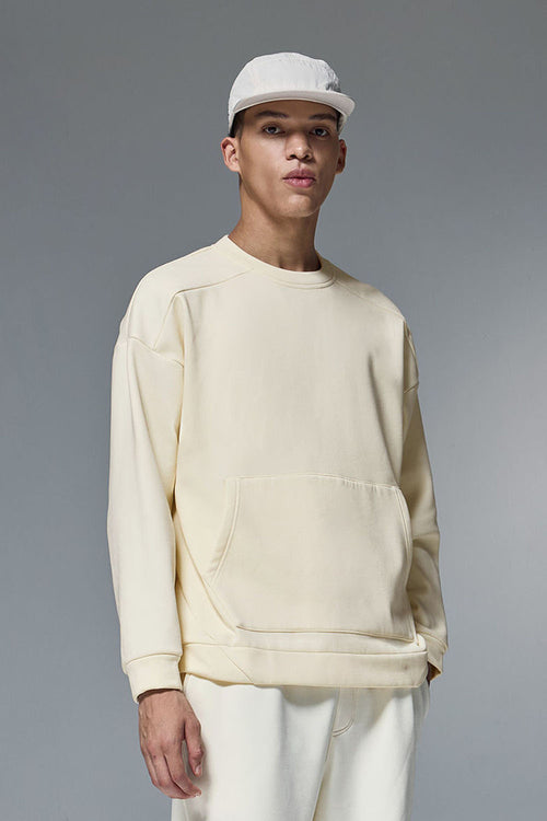 Lightweight 4-Way Stretch Fleece Crewneck - White