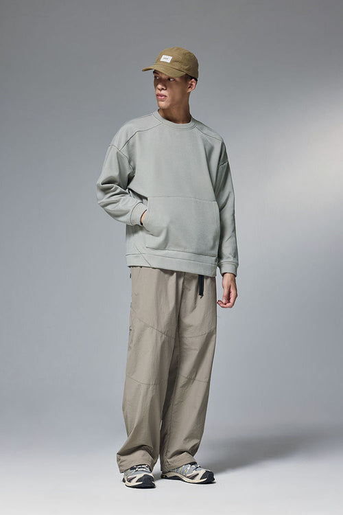 Lightweight 4-Way Stretch Fleece Crewneck - Stone Gray