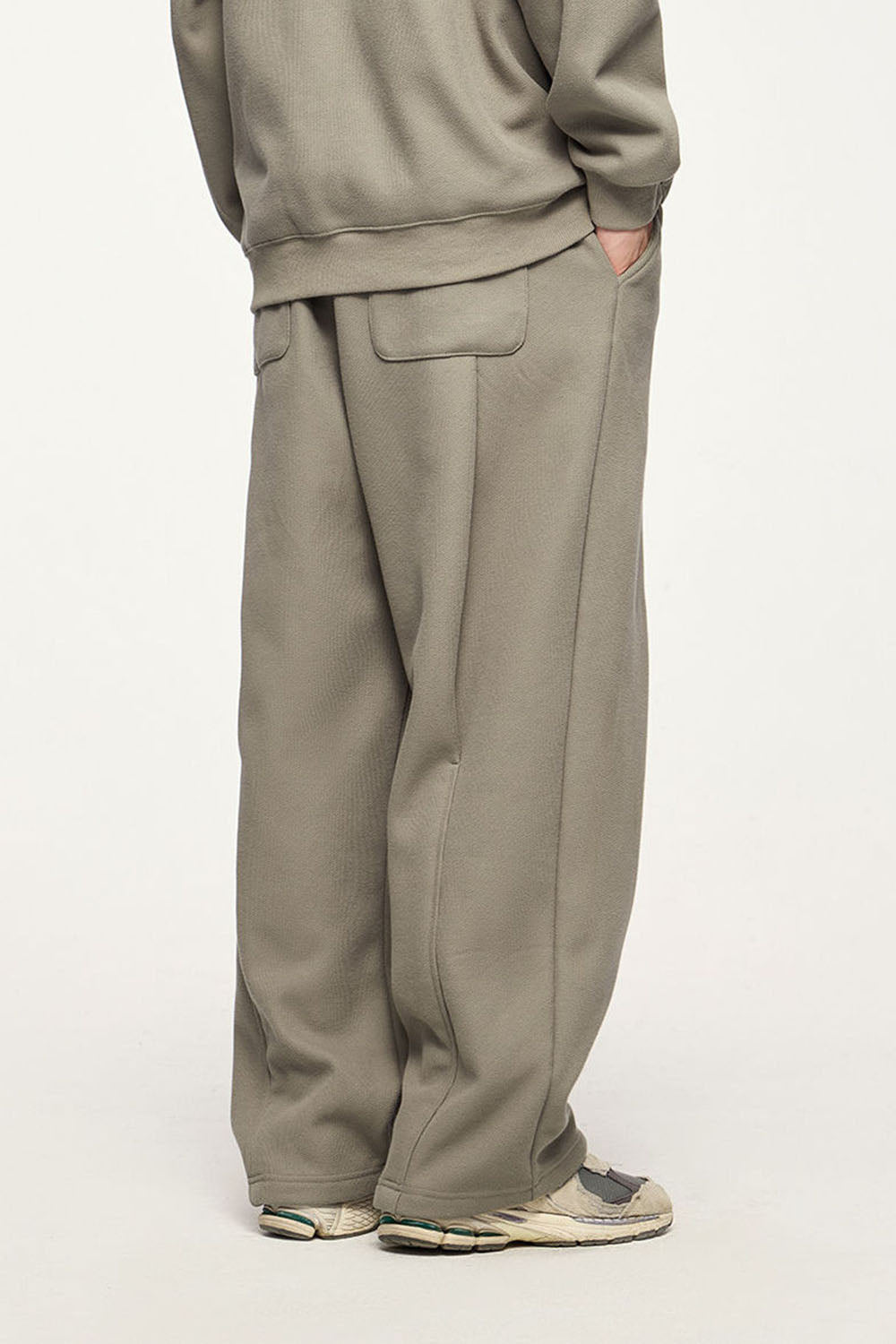 450g Heavyweight Fleece Pleated Rivet Wide-Leg Sports Trousers