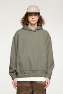 Studded Detailing Fleece Hoodie - Grayish Green