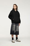 Studded Detailing Fleece Hoodie - Black