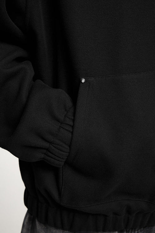 Studded Detailing Fleece Hoodie - Black