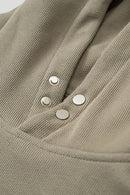 Studded Detailing Fleece Hoodie - Grayish Green