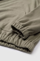 Studded Detailing Fleece Hoodie - Grayish Green