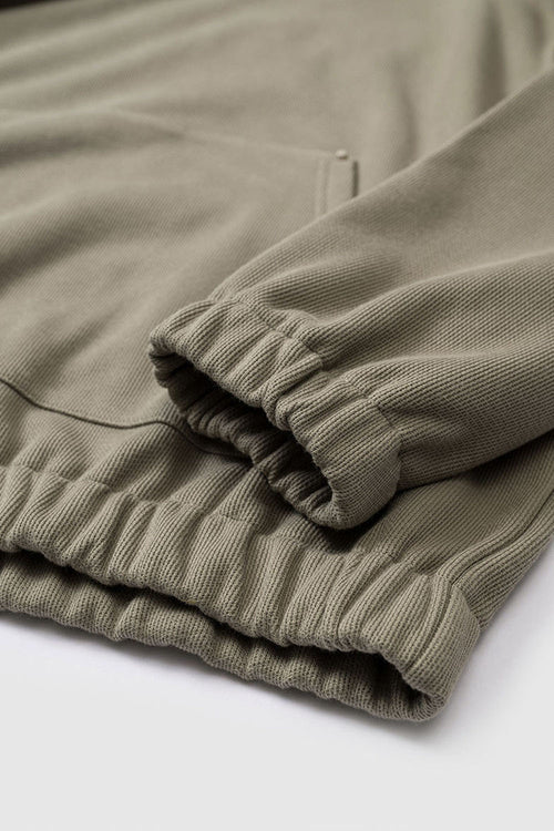 Studded Detailing Fleece Hoodie - Grayish Green