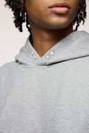 Studded Detailing Fleece Hoodie - Flower Gray