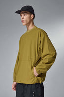 Utility Pocket Nylon Long-Sleeve Pullover in Green - pocket detail