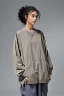 Utility Pocket Nylon Long-Sleeve Pullover in Trunk Brown - pocket detail