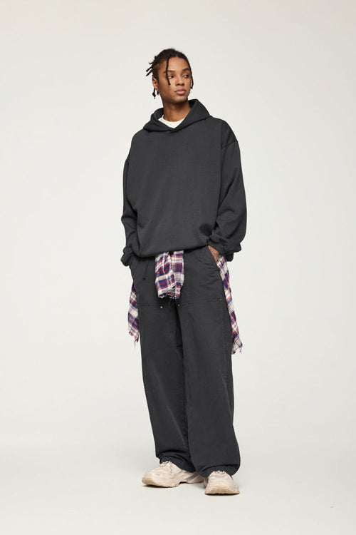 Lightweight Loose-Fit Pullover Hoodie - Gray