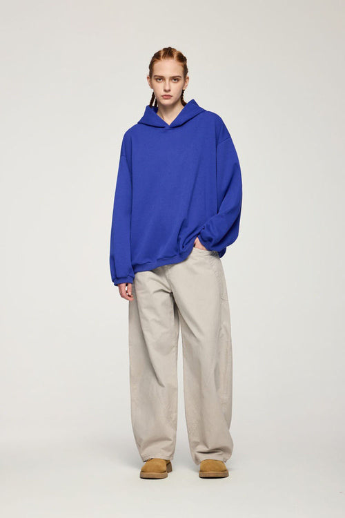 Lightweight Loose-Fit Pullover Hoodie - Colorful Blue