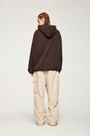 Lightweight Loose-Fit Pullover Hoodie - Coffee