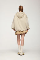 Lightweight Loose-Fit Pullover Hoodie - Apricot