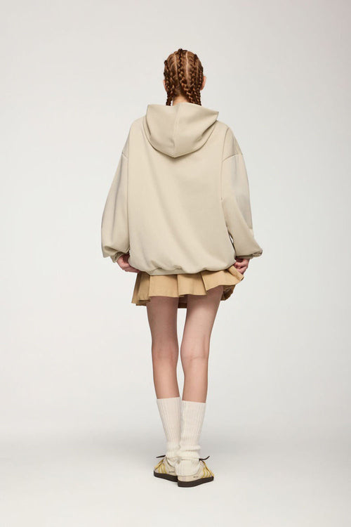 Lightweight Loose-Fit Pullover Hoodie - Apricot