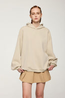 Lightweight Loose-Fit Pullover Hoodie - Apricot