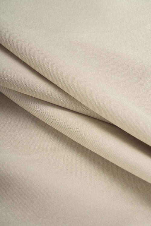 Drop-Shoulder Rib-Trim Pullover Hoodie in Apricot - fabric texture close-up